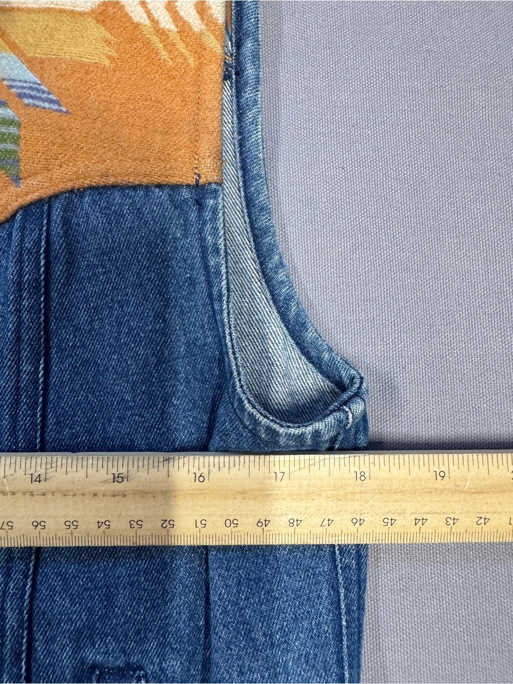 Vintage women’s Pendleton Denim western Vest with Orange Southwestern Yoke 0004 - Picture 3 of 6
